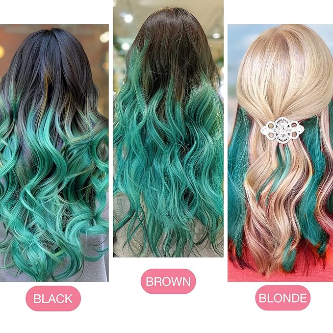 GOO GOO Tape in Hair Extensions Human Hair, Teal Green, 10inch 20g 10pcs, Colored Tape ins Human Hair Extensions, Silky&Soft Invisible Tape Ins, Hair Highlighted for Party