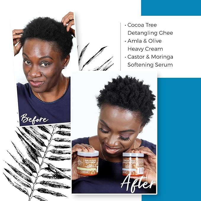 Qhemet Biologics Amla & Olive Heavy Cream - Moisturizing Balm for Extremely Dry & 4C Hair - Adds Soft, Supple Moisture & Hydration to Afros, Coils, Curls, Puffs, Twists, Braids, Locs & More (8.9 oz)