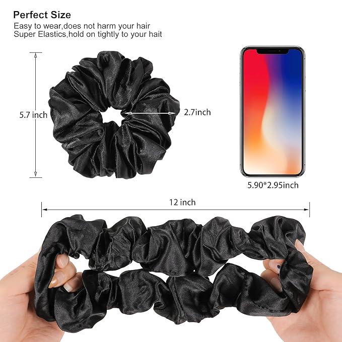 Silk Satin Hair Scrunchies for Women Girls - Big Large Jumbo Scrunchie for Sleep Cute Gaint Oversize Scrunchy for Thick Hair
