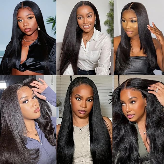Yaki Straight Clip in Hair Extensions Real Human Hair 8Pcs Brazilian Human hair Clip ins for Black Women, Natural Soft Human Hair 120g 16inch #1B Natural Black