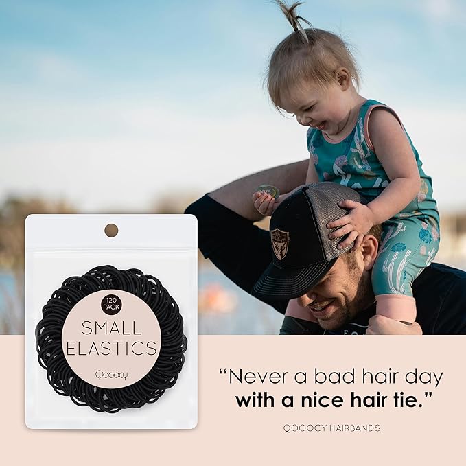 120 Pcs Small Hair Ties for Thin Hair & Kids - 1 Inch, 2mm No-Damage Elastic Bands in, Black