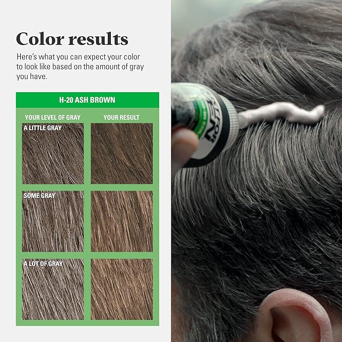 Just For Men Shampoo-In Color (Formerly Original Formula), Mens Hair Color with Keratin and Vitamin E for Stronger Hair - Ash Brown, H-20, Pack of 3