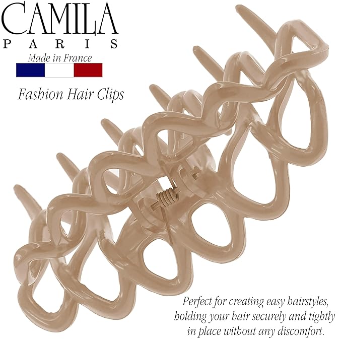Camila Paris CP3523 French Large Hair Clips for Women Thick Hair for Long Wavy Curly Hair, Girls Hair Claw Clips Styling Big Hair Clip for Thick Hair, Strong Hold No Slip Grip Claw Clip Made in France