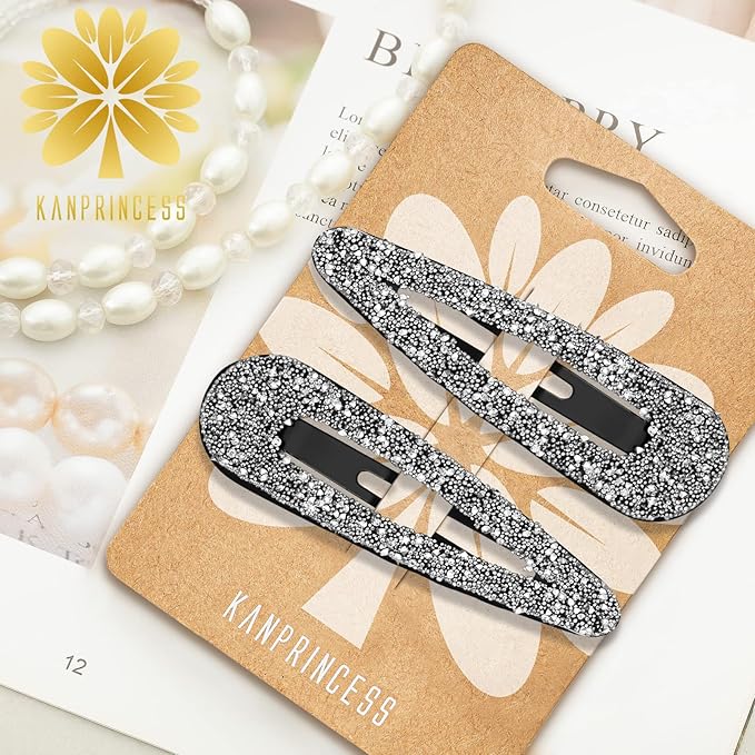 2PCS Rhinestone Hair Clips,Snap Hair Accessories,Decorative Hair Clips,Rhinestone Barrettes For Women Girls(SET19)
