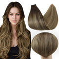 Full Shine Tape in Extensions Balayage Seamless Remy Tape in Hair Extensions Human Hair Color 2 Darkest Brown Ombre 3 Highlight 27 Honey Blonde Invisible Hair Extensions Tape ins 14Inch 20Pcs 50G