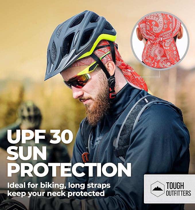 Cooling Helmet Liners - Do Rag Skull Caps for Men - Cooling Head Wraps, Hard Hat Liner - Motorcycle Pirate Bandana