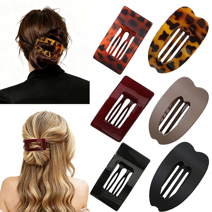 6 Pack Flat Hair Clips for Women,Large Claw Clips Strong Hold Hair Clips for for Thick & Thin Hair for Daily Styling