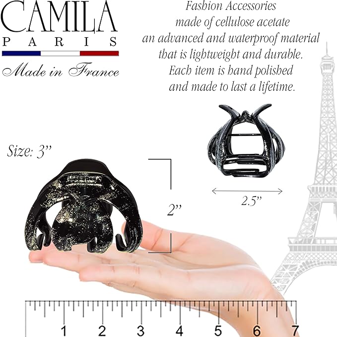 Camila Paris CP3871 French Octopus Hair Clip for Women with Long, Curly Hair - Strong Hold, No Slip Grip Styling Claw Clip, Made in France