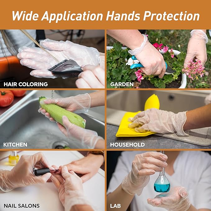 Med PRIDE Vinyl Gloves| Small Case of 1000| 4.3 mil Thick, Powder-Free, Non-Sterile, Heavy Duty Disposable Gloves| Professional Grade for Healthcare, Medical, Food Handling, and More