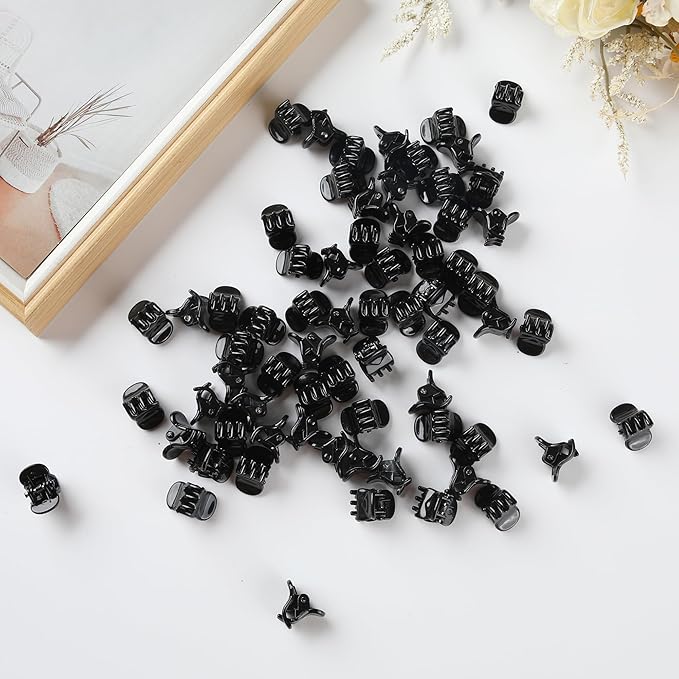 Cobahom 120PCS Mini Claw Hair Clips, 0.39 Inch/1cm Claw Clips for Hair, No-Slip Plastic Small Jaw Clips for Fine Thin Hair, Micro Hair Clips for Women Girls, Black