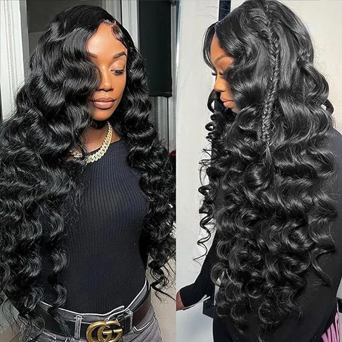 MEIMEI Loose Wave HD Full Lace Front Wigs Human Hair 250% Density 15A Grade 13x4 Loose Deep Wave Wig Real Full Large Lace Space Glueless Lace Frontal Wigs Human Hair Pre Plucked for Women 18 Inch