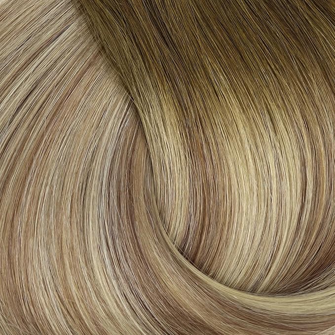 Full Shine Clip in Hair Extensions Ombre Dark Brown Roots Brown Mix Blonde Hair Extension Real Human Hair 20 Inch Hair Extensions Clip ins for Women Straight Natural Hair 3 PCS 60 G