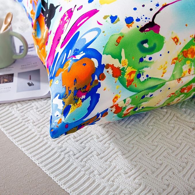 SLPBABY Silk Pillowcase for Hair and Skin with Hidden Zipper Print (Queen, Pattern3)
