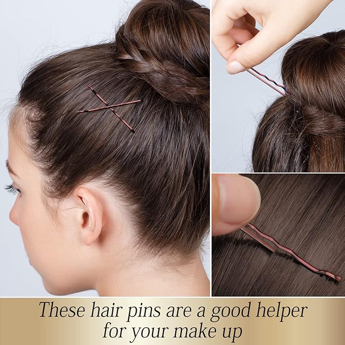 100PCS 2.4Inch Bobby Pins Brown,Pain-Free Bobby Pins for All Hair Types,Hair Pins for Women Girls,Hairpins for Buns with Box(Brown)
