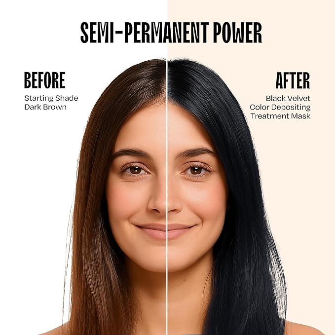 Overtone Semi Permanent Hair Color Conditioner, Black Velvet, 8 oz, Nourishing, Damage-Free, Color Depositing Mask for All Hair Types with Shea Butter & Coconut Oil, Vegan & Cruelty-Free
