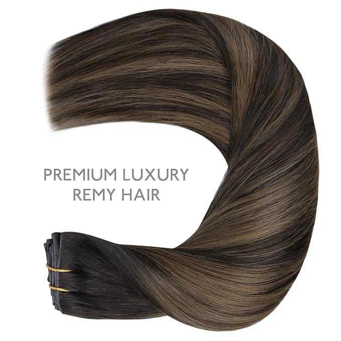 WENNALIFE Invisi Edge Clip in Hair Extensions Real Human Hair, 18 Inch 130g 7pcs Balayage Dark Brown Mixed Chestnut Brown Seamless Clip in Extensions Remy Hair Clip Ins Invisible PU Skin Weft Straight