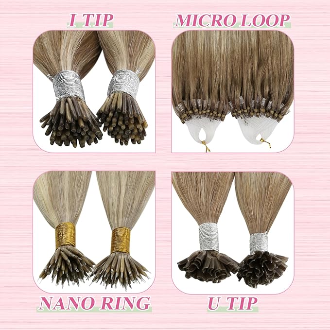 YoungSee Balayage U Tips Hair Extensions Hot fusion Pre Bonded Utip Hair Extensions Human Hair Ombre Brown and Blonde Remy Hair Extension U Tip Hot Fusion K Tips Hair Extension for Women 18In 1G/S 50G