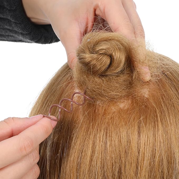30 Pcs Spiral Hair Pins, Spin Pins for Hair, Alloy Spiral Bobby Pins, Bun Twist Spiral Hair Pins with Non-scratch Rounded Tips for Women Bun Hair Style (Brown)