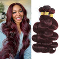 99J Body Wave Bundles Human Hair Burgundy Dark Red Wine Color Body Wave Bundles 100% Real Human Hair And True To Length 22 24 26 Inch 3 Pcs/Pack