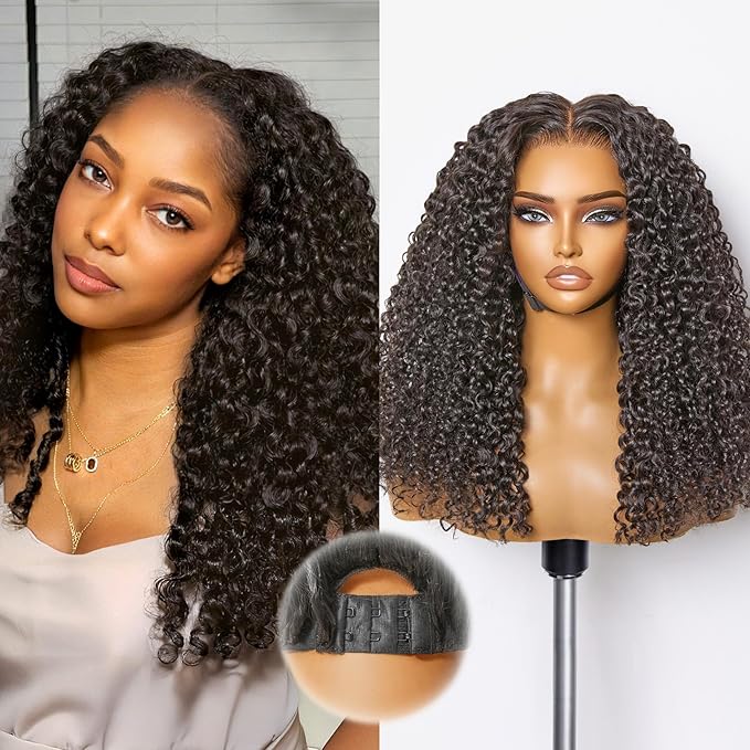 LUVME HAIR 7x6 HD Lace All-Day Comfort Wig PartingMax Lace Wigs Messy Curly Lace Front Wigs Human Hair Pre Cut Plucked Lace Frontal Glueless 16 Inches Natural Black Color