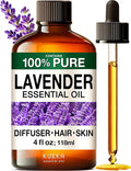 KUKKA Lavender Essential Oils - 4 Fl Oz - for Hair, Skin, Diffuser, Aromatherapy & DIY Soap Making Scent