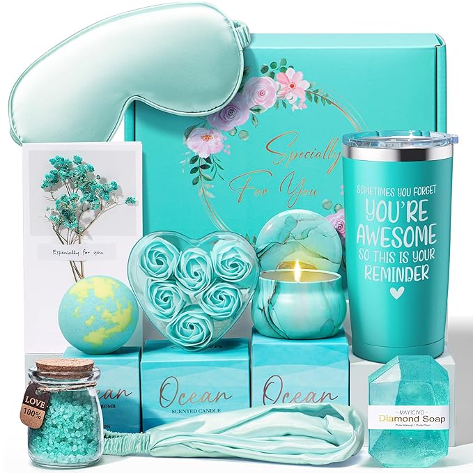 Birthday Gifts for Women Friendship, Ocean Relaxing Spa Gifts Basket for Women Self Care Gifts, Thank You Gifts Bath Set Christmas Gifts for Mom Her Best Friend Wife Sister Coworker Nurse Teacher