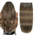 XDhair Clip in Hair Extensions Real Human Hair 100g 6pcs 16Inch Ash Brown Clip in Remy Hair Extensions for Women (#8,16Inch)