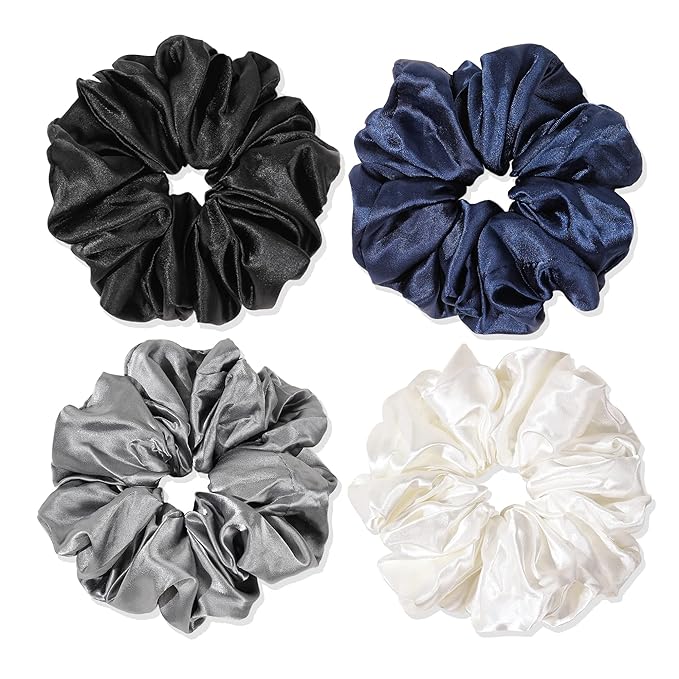 Silk Satin Hair Scrunchies for Women Girls Big Large Jumbo Scrunchie for Sleep Cute Gaint Oversize Scrunchy for Thick Hair