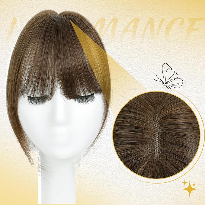 10inch Hair Toppers for Women Clip in Bangs with Thinning Hair Pieces for Women Medium Brown Hairr Topper for Woman 4.4 * 3.1’ Wiglets Hairpieces for Thinning Hairs#4