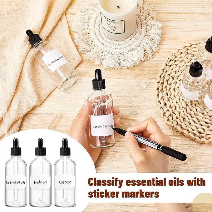 Tessco for you 20 Pack 3.4 oz Glass Dropper Bottles with Glass Eye Droppers for Essential Oils, Empty Oil Bottles with Funnel, Labels and Pipette for Hair Oils Perfume Cosmetic Travel(Clear)