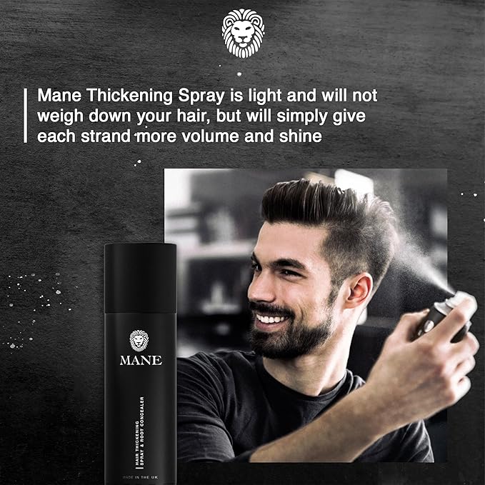 MANE Hair Thickening Spray & Root Touch Up, Seal & Control Combo Pack, Instantly Thicker Hair for Men & Women, Fill in Hairlines and Hide Thinning and Fine Patches - Ash Blond, 12 Colors (6.76 oz)
