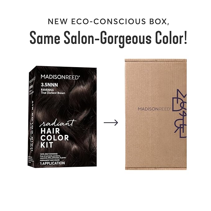 Madison Reed Radiant Hair Color Kit - 3.5NNN Darkest Brown-Black (Ravenna Brown), 100% Gray Hair Coverage Permanent Hair Dye for Resistant Grays | PPD-Free & Ammonia-Free, 2 Pack