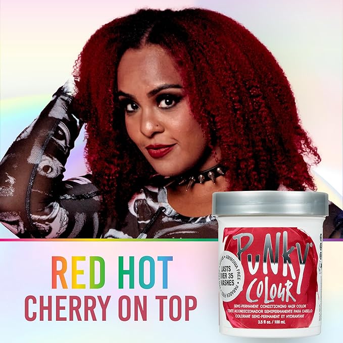 Punky Cherry on Top Semi Permanent Hair Color - Vegan, & Cruelty-Free Conditioning Hair Dye, Lasts Up to 35 Washes, 3.5 fl oz