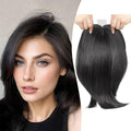 CROWN GUIDE 12 Inch Hair Toppers for Women with Thinning Hair - Synthetic Clip in Topper with Bangs Breathable Hairpiece 6.5x6.5 Base, Instantly Adds Volume & Wiglets Full Coverage (Black Brown)