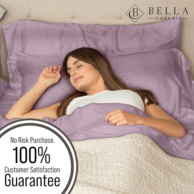 Bella Coterie | Luxury Bamboo King Size Pillowcase Set | 100% Organically Grown Bamboo Viscose | Ultra Soft | Cooling | 2 Pcs [Lilac]
