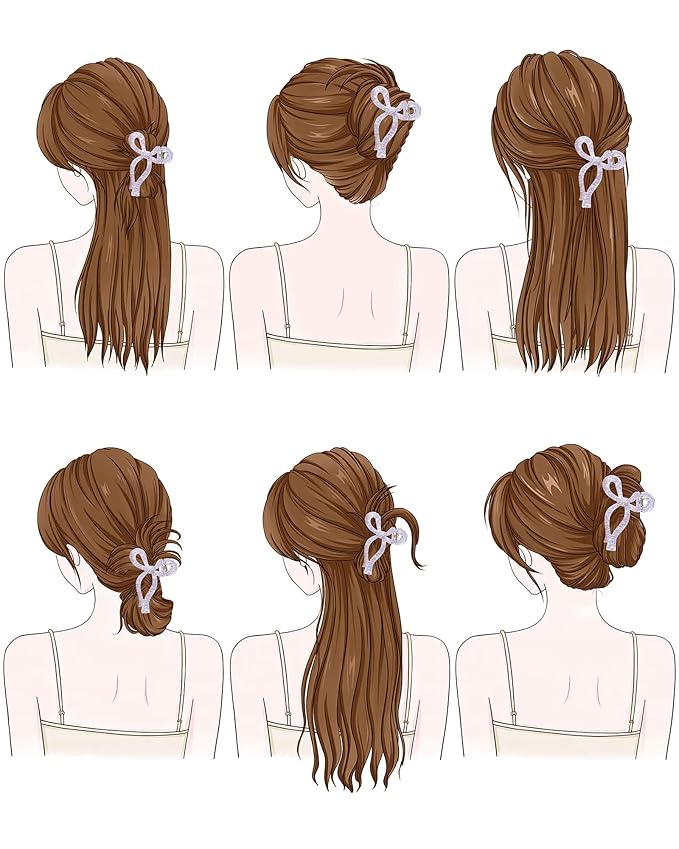 Mesovor 4 Pack Elegant Bow Hair Claw Clips, Nonslip 4.3" Large Hair Grip Hairclips for Thin and Thick | Acrylic Hair Strong Hold Hair Jaw Clamps (Mermaid Crack Colorful)