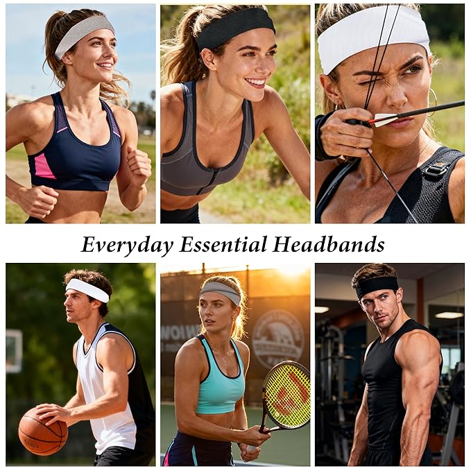 Headbands for Women Non-Slip Elastic Hair Bands, 6 Pack Stretchy Soft Cloth Sweat Band, Fabric Workout Headband, Fashion Head Bands for Yoga Running Sports