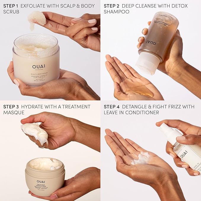 OUAI Detox Shampoo & Fine Hair Conditioner Bundle - Clarifying Shampoo for Build Up, Dirt, Oil, Product and Hard Water & Volumizing Conditioner for Fine Hair (2 Count)