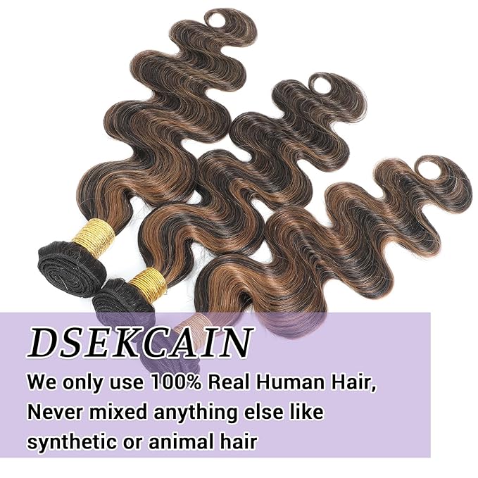 P1B/30 Body Wave Bundles Human Hair Highlight Brown Color Body Wave Bundle 100% Real Human Hair And True To Length 20 22 24 Inch 3 Pcs/Pack
