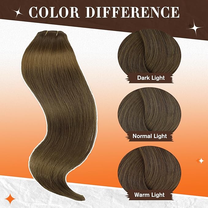 Full Shine Hair Extensions Real Human Hair Clip ins 12 Inch Brown Clip in Human Hair Extension Straight Soft Natural Brown Hair for Women Add Volume 3 PCS 60 G