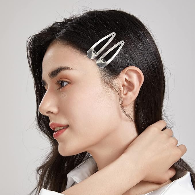 Dofash 12PCS Snap Hair Clips For Women-Non Slip & Metal Hair Barrettes, 5cm 2'' Small Clips For Thin & Fine Hair,Silver