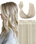 SURNEL Injected Seamless Tape in Hair Extensions Real Human Hair 22 Inch #18P60 Ash Blonde with Platinum Blonde Invisible Tape in Extensions 20 Pcs 50g(#18P60,22)