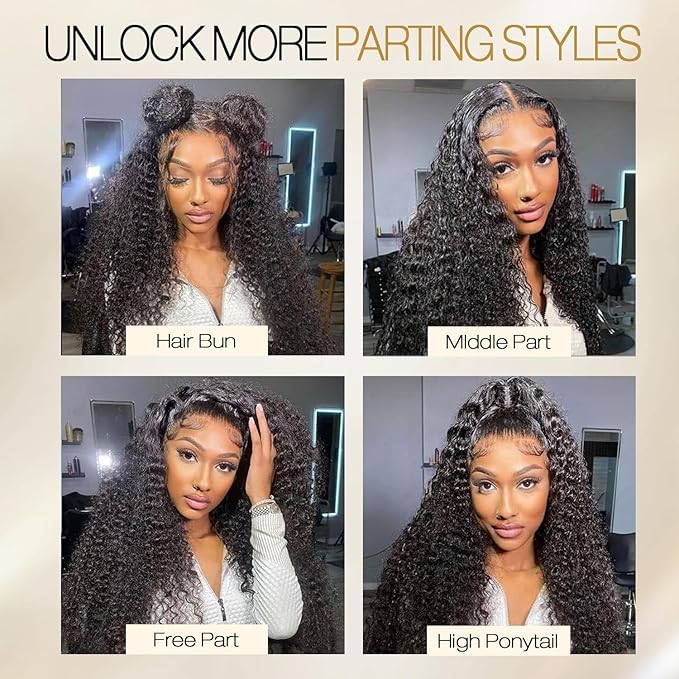 Burmese Curly Human Hair Wig with Spiral End 200% Density 360 Full HD Lace Front Wigs Human Hair Water Wave Wigs for Women 26Inch Pre Plucked with Baby Hair Tiny Knots Natural Black