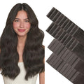 GOO GOO Invisi Edge Tape in Hair Extensions Human Hair, 1C Mocha Brown 20pcs injected with 20pcs classical tape ins, 16inch 100g, Virgin Remy Hair, Natural Look