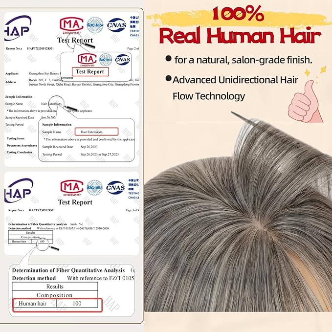 Rich Choices Human Hair Toppers for Women-100% Real Remy Hair Topper with 3D 360°Bang-Upgraded 150% Density 9 * 12CM Lace Base-Clip in Hairs topper for Thinning Hairs-10Inch #G2 Grey