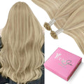 YoungSee U Tip Hair Extensions Human Hair Blonde Utip Hair Extensions Ash Blonde with Bleach Blond Keratin Hair Extension Real Human Hair Highlight U Tips Hair Extension Ktip Extension 18In 1G/S 50G