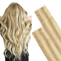 GOO GOO Invisi Edge Tape in Hair Extensions Human Hair, 18D/22F Dirty Blonde Highlights, 10pcs 14inch 25g, Virgin Remy Hair, Seamless Injected Tape, Natural Look