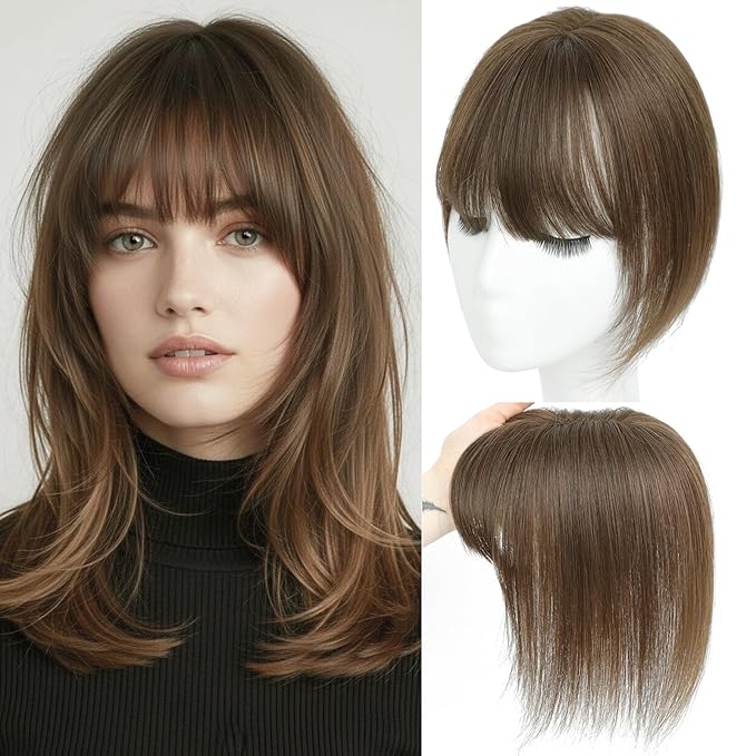 10inch Hair Toppers for Women Clip in Bangs with Thinning Hair Pieces for Women Medium Brown Hairr Topper for Woman 4.4 * 3.1’ Wiglets Hairpieces for Thinning Hairs#4