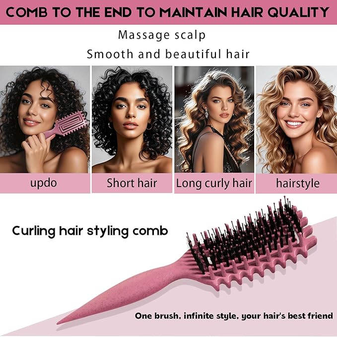 Curly Hair Brush Candybrush Curl Defining Brush for Detangling Shaping and Defining Curls for Women, Men, Wet & Dry Hair (Pink)