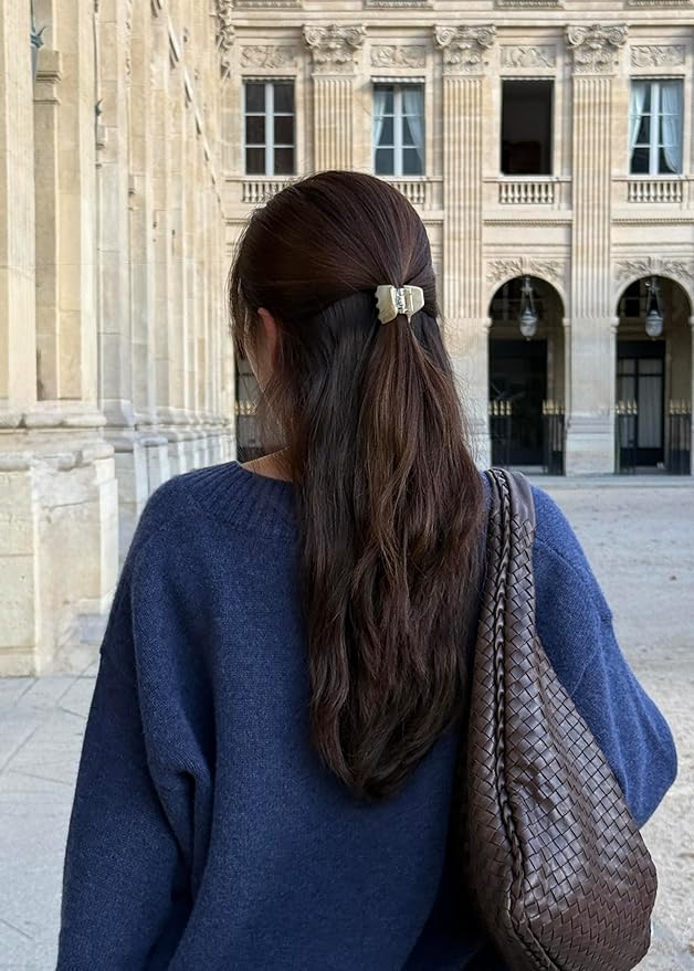 Luxury Cream Claw Clip for Women | Our Acetate Cream Hair Clip Feels Light, Looks Smooth and is Easy to Wear | Use for easy Half Ups with No Snagging and a Secure Grip in our Mini One Inch Size